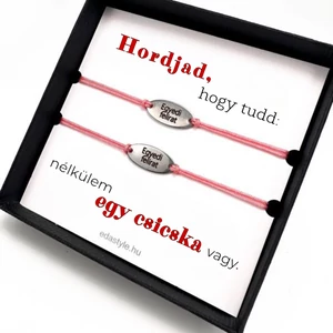 Csicska vagy Páros karkötő EGYEDI gravírozott ovál medállal Rózsaszín