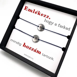 Hozzám tartozol Páros karkötő EGYEDI gravírozható kör medállal Kék
