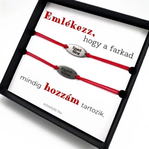 Hozzám tartozol Páros karkötő EGYEDI gravírozott ovál medállal Piros