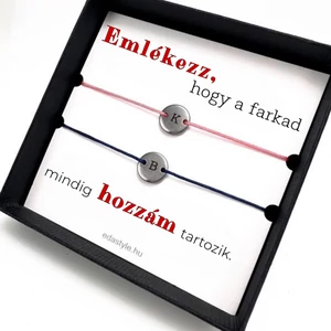 Hozzám tartozol Páros karkötő EGYEDI gravírozható kör medállal Rózsaszín - Kék