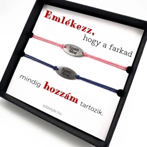 Hozzám tartozol Páros karkötő EGYEDI gravírozott ovál medállal Piros-Fekete