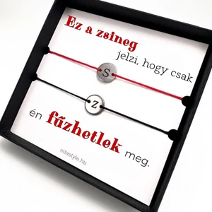 Fűzhetlek Páros karkötő EGYEDI gravírozható kör medállal Piros-Fkete