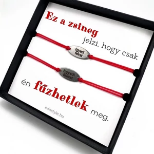 Fűzhetlek Páros karkötő EGYEDI gravírozott ovál medállal Piros