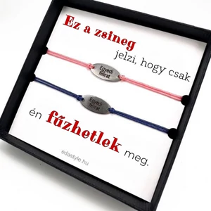 Fűzhetlek Páros karkötő EGYEDI gravírozott ovál medállal Rózsaszín-Kék
