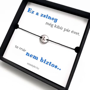 Öregszel karkötő EGYEDI gravírozható kör medállal Fekete