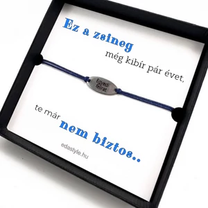 Öregszel karkötő EGYEDI gravírozható ovális medállal Kék