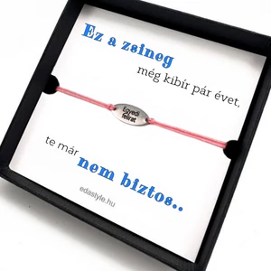 Öregszel karkötő EGYEDI gravírozható ovális medállal Rózsaszín