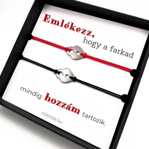 Hozzám tartozol Páros karkötő lakat medállal Fekete-Piros