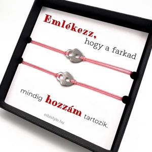 Hozzám tartozol Páros karkötő lakat medállal Rózsaszín
