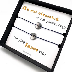 Dirty Cord - Lúzer vagy Páros karkötő EGYEDI gravírozható kör medállal Több színben