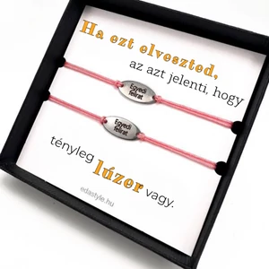 Lúzer vagy Páros karkötő EGYEDI gravírozott ovál medállal Rózsaszín