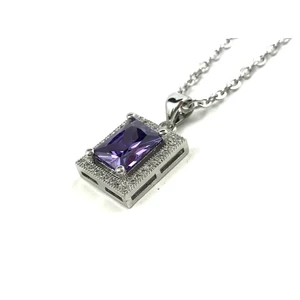 Silver steel necklace with crystal