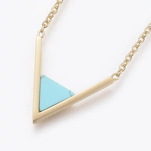 Gold steel necklace with howlite