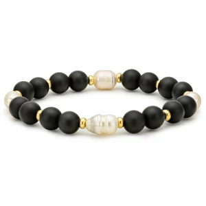 Ónix és Tenxésztett gyöng Karkötő 