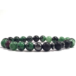 Zoizit és matt ónix titán gyöngy karkötő