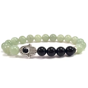 Jade and onyx hamsa bracelet 