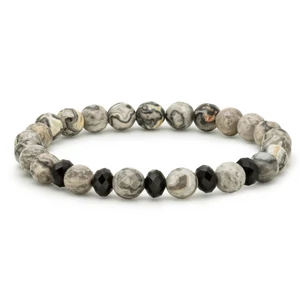 Matte onyx with rainbow pearl bracelet