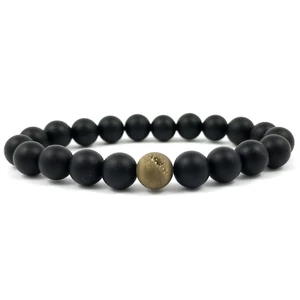 Matt ónix és arany achát fleck karkötő