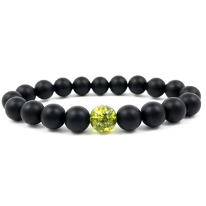 Matt ónix és olivin jáde fleck karkötő 