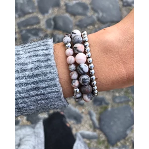 Zebra jáspis ezüst cirkon labdás luxury karkötő szett