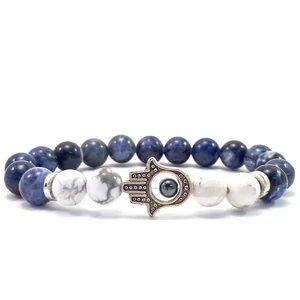 Sodalite and howlite hamsa bracelet 