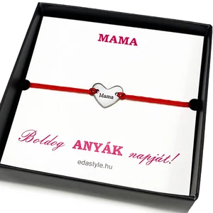 Szeretlek Mama piros zsineg karkötő díszdobozzal