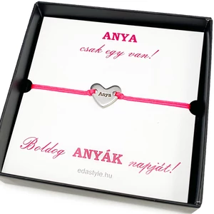 Szeretlek Anya rózsaszín zsineg karkötő díszdobozzal