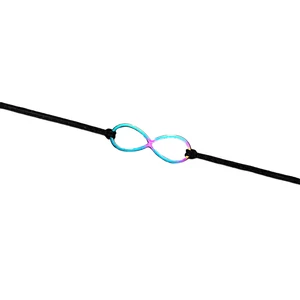 Szivárvány acél végtelen jeles fekete zsineg karkötő