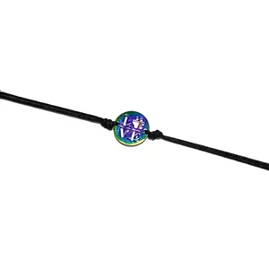 Szivárvány acél love tappancs medálos zsineg karkötő