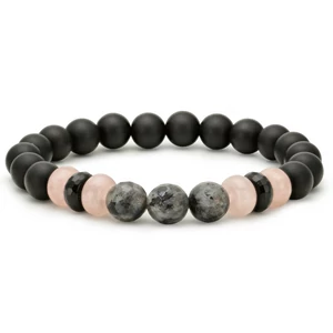 Matte onyx with rainbow pearl bracelet