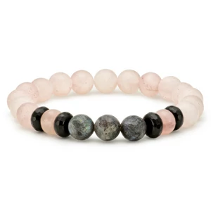 Matte onyx with rainbow pearl bracelet
