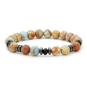 Matte onyx with rainbow pearl bracelet