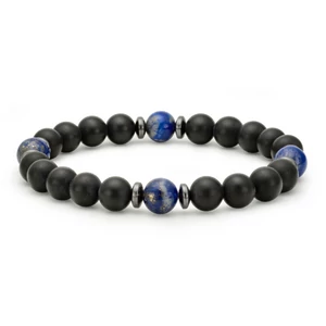 Matte onyx with rainbow pearl bracelet
