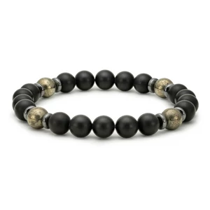 Matte onyx with rainbow pearl bracelet