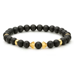 Matte onyx with rainbow pearl bracelet