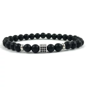 Matt ónix luxury ezüst kockás karkötő