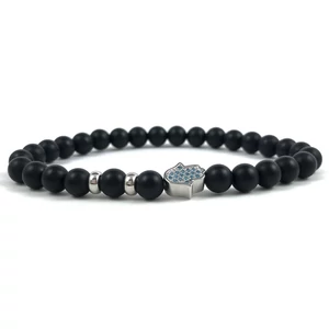 Matt ónix ezüst hamsa karkötő