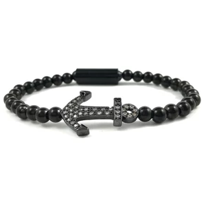 Black steel anchor bracelet 