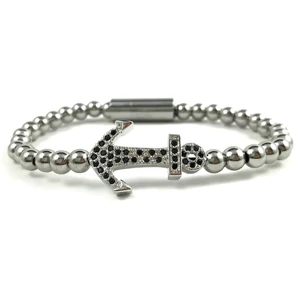 Silver steel anchor bracelet 