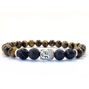 Tigereye and lava buddha bracelet 