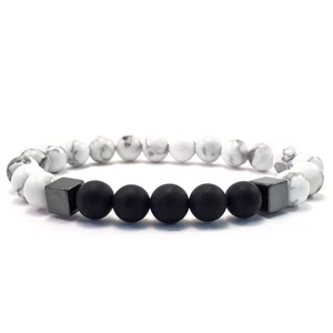 Howlit és matt ónix hematit 2 kockás karkötő FF
