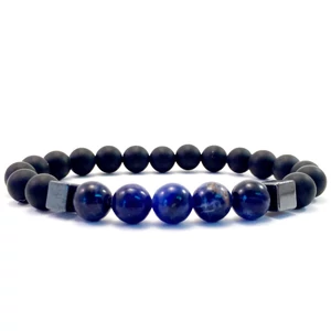 Matt ónix és szodalit hematit 2 kockás karkötő FF