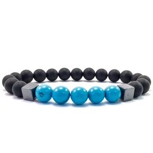 Matt ónix és türkid hematit 2 kockás karkötő FF