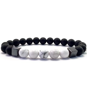 Matt ónix és howlit hematit 2 kockás karkötő FF