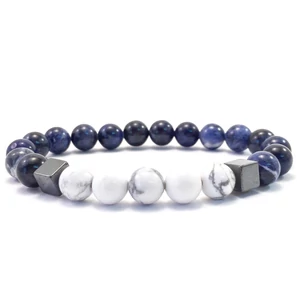 Szodalit és howlit hematit 2 kockás karkötő FF