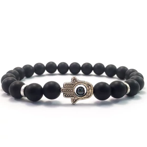 Matte onyx hamsa bracelet 