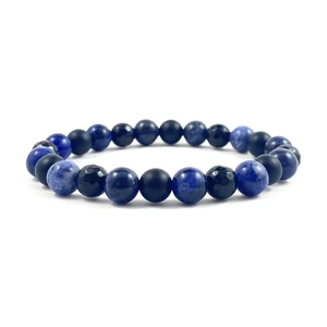 Matt ónix &amp; szodalit &amp; fazettált ónix gyöngy férfi karkötő