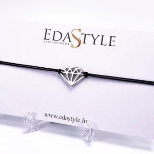 Ezüst acél gyémánt medálos zsineg karkötő