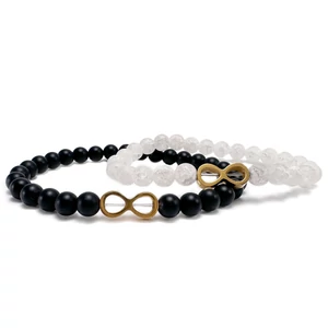 Arany végtelen jeles ónix és hegyikristály páros karkötő