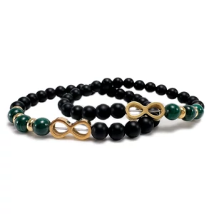 Arany végtelen jeles Ónix és Malachit páros karkötő